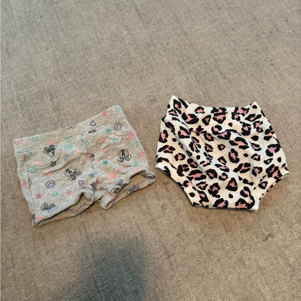 Two baby girl shorts - Minnie Mouse and Cat print